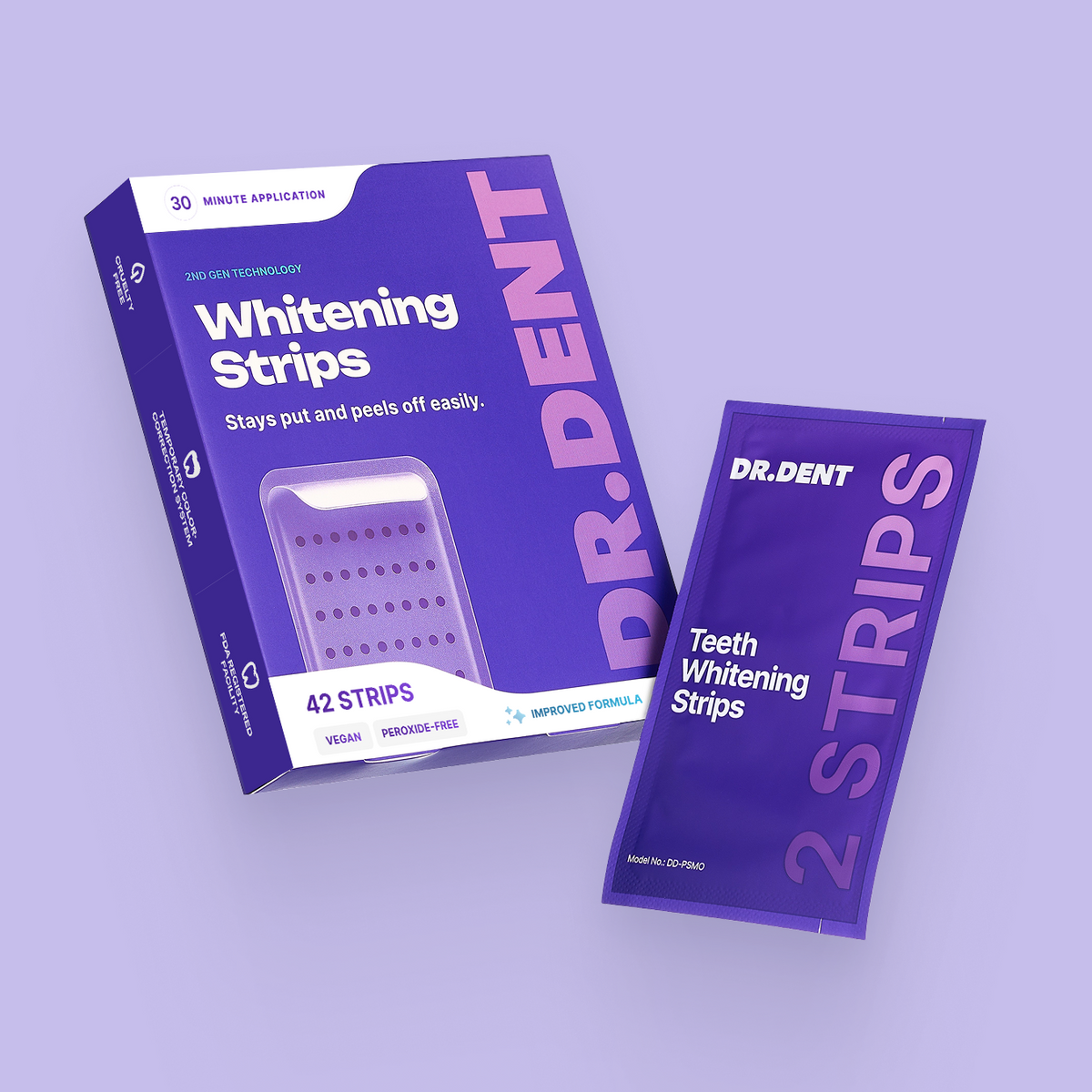 Dr.Dent Purple Whitening Strips zur Zahnaufhellung für zuhause