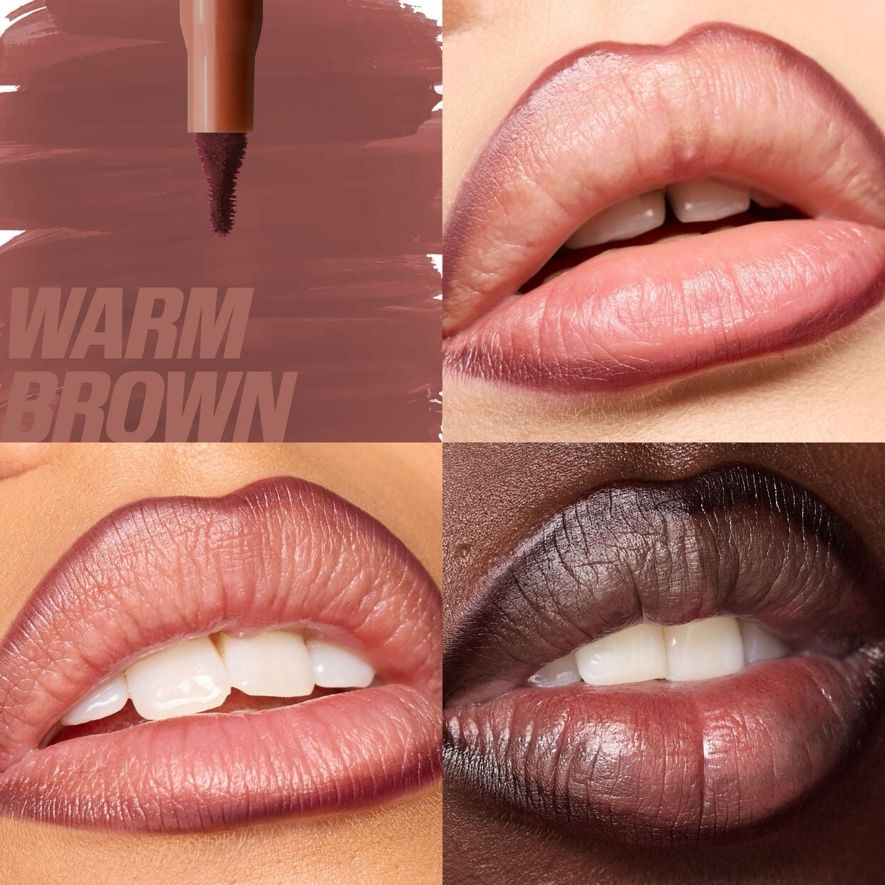 COCOSKN Lip Contour Stain Warm Brown auf verschiedenen Hauttönen und Lippenformen