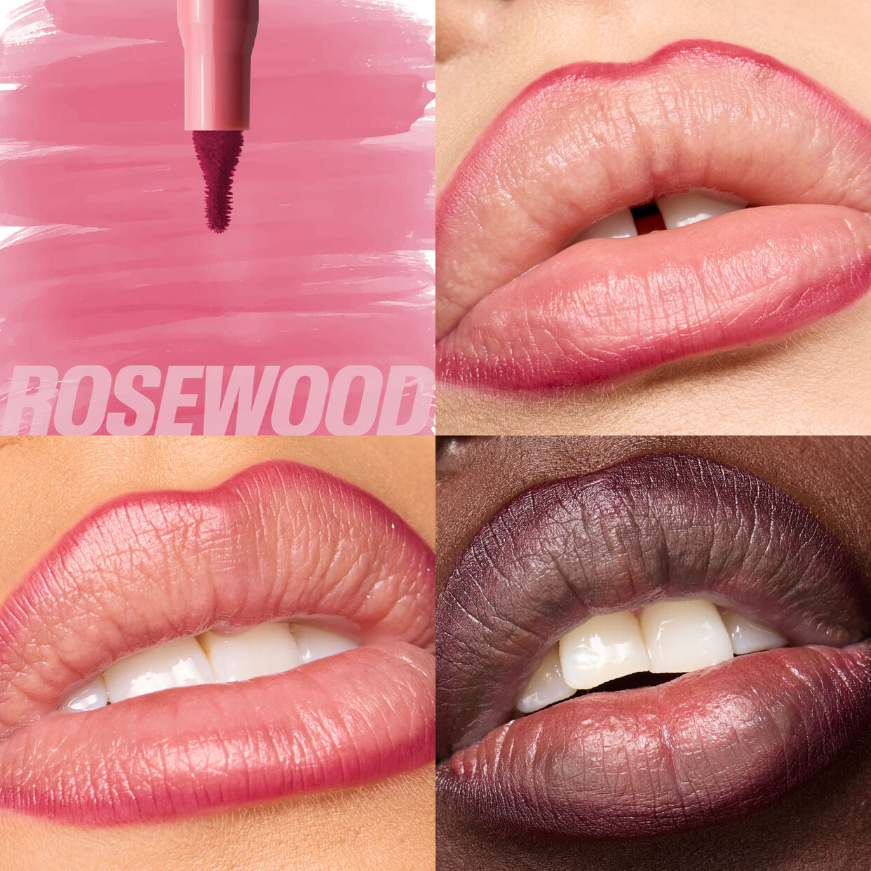 COCOSKN Lip Contour Stain Rosewood auf verschiedenen Hauttönen und Lippenformen