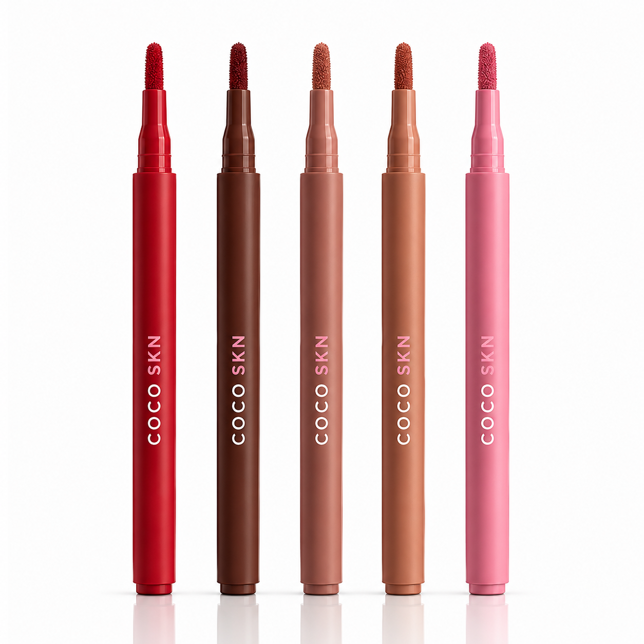 COCOSKN Premium Lip Contour Stain 12h in 5 Farbtönen: Rose Wood, Cherry Red, Soft Nude, Latte Brown, Warm Brown