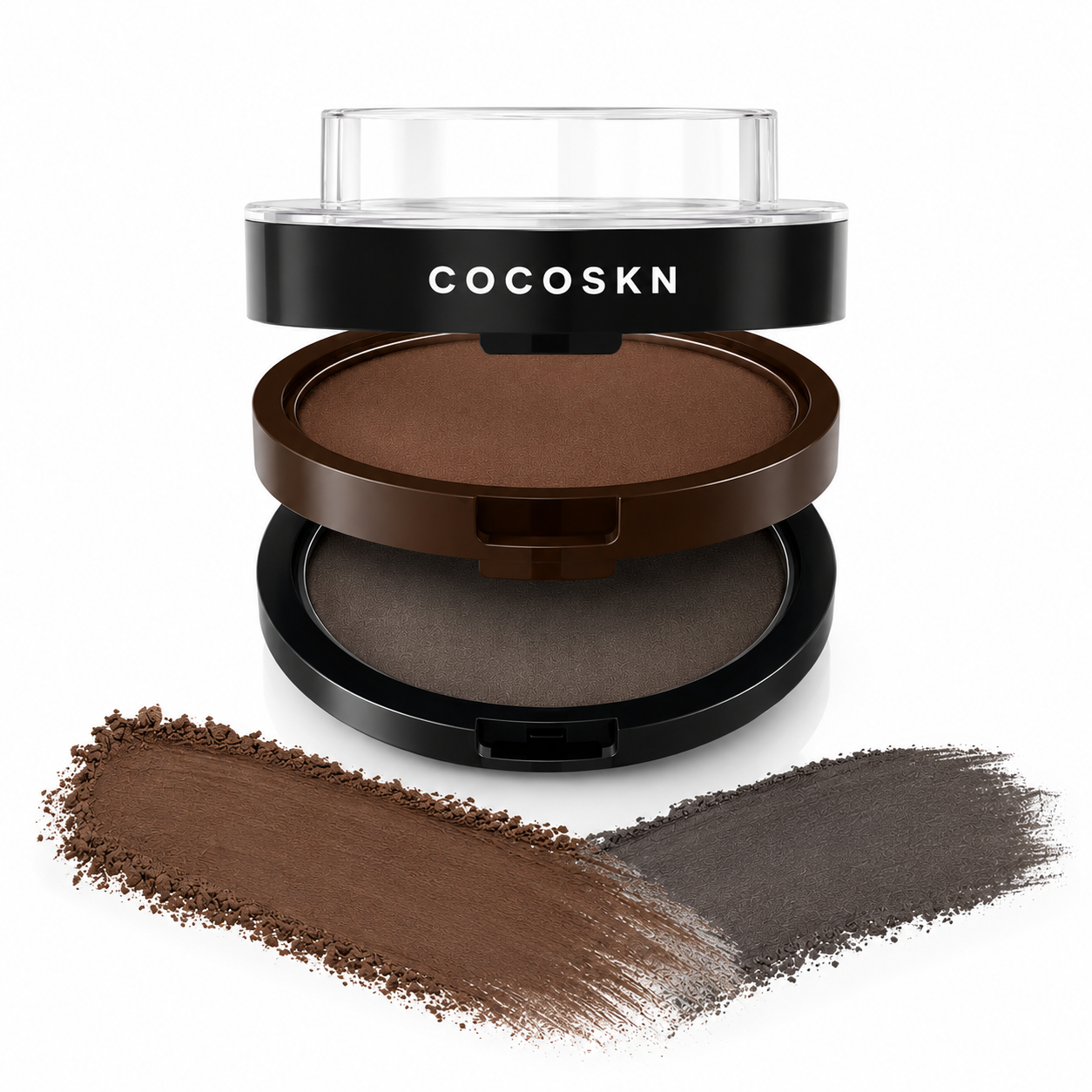 COCOSKN STAMPR Augenbrauenpuder mit Swatches in Braun und Grau