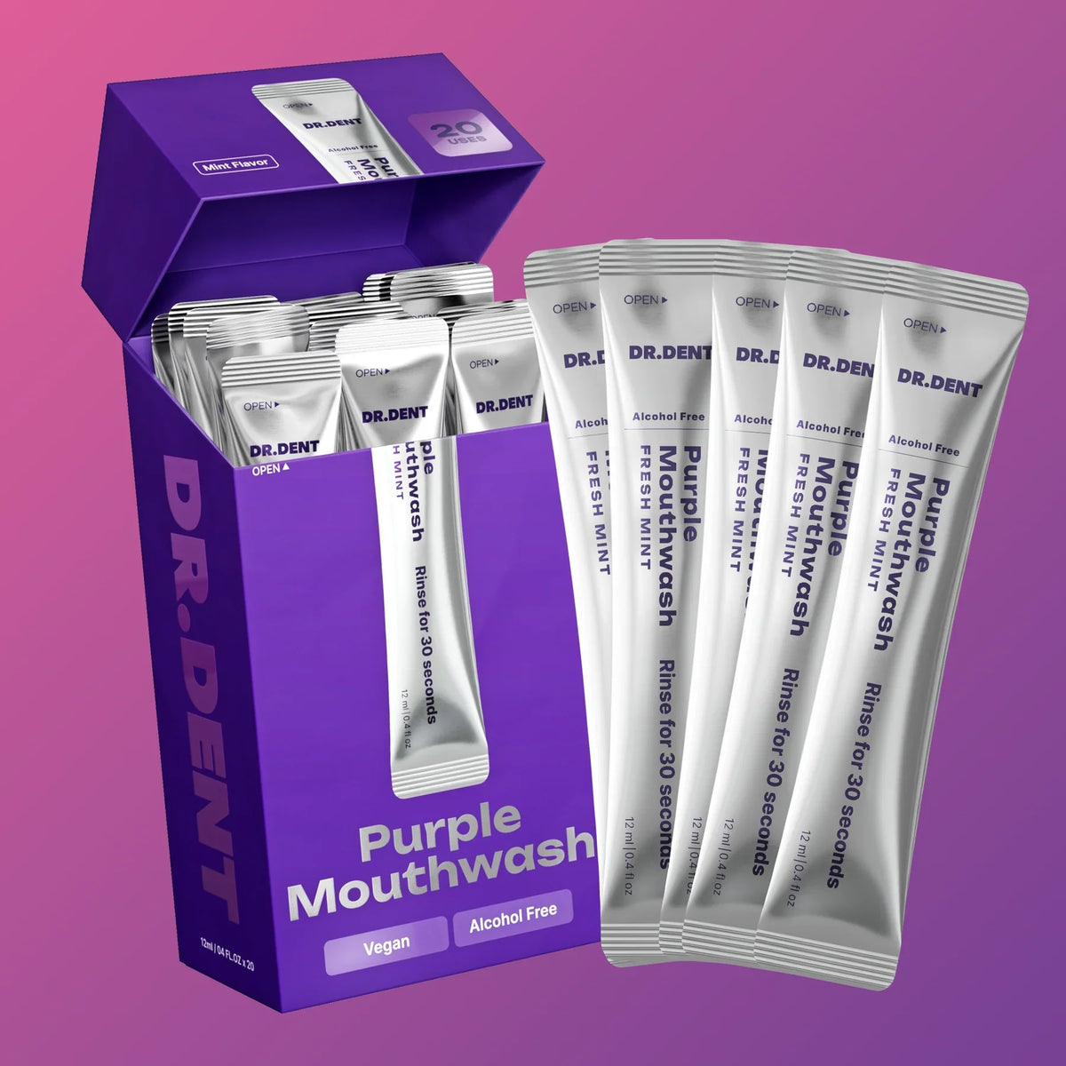 Dr.Dent Purple Mundspülung zum Zähne aufhellen in 30 Sekunden